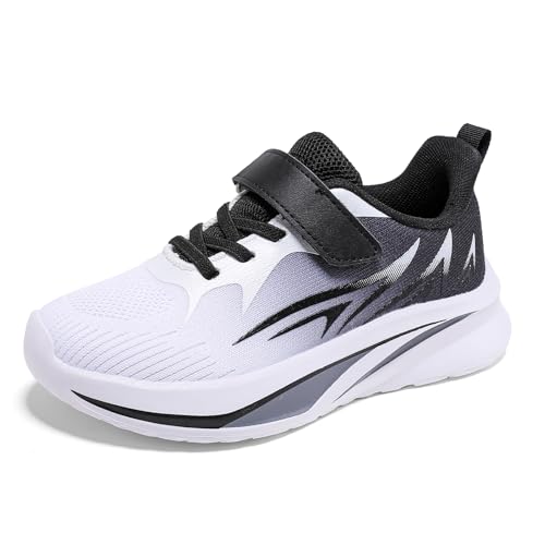 Jawixu Hallenschuhe Für Jungen Turnschuhe Sportschuhe Kinder Kinderschuhe Tennisschuhe Freizeitschuhe Laufschuhe Sneaker Schwarz Grau 34EU von Jawixu