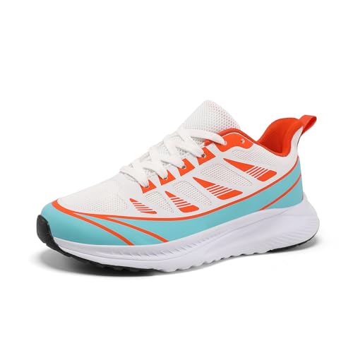 Jawixu Laufschuhe Herren Sportschuhe Damen Hallenschuhe Turnschuhe Weiß Orange 40EU von Jawixu