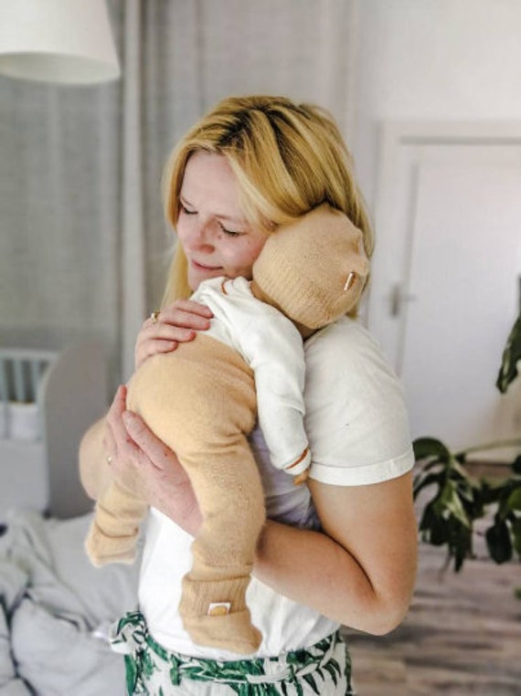 Set Hose & Mütze Für Frühchen 40/44 Aus 100 % Geretteter Merinowolle in Pfirsich-Rosa von JawollBaby