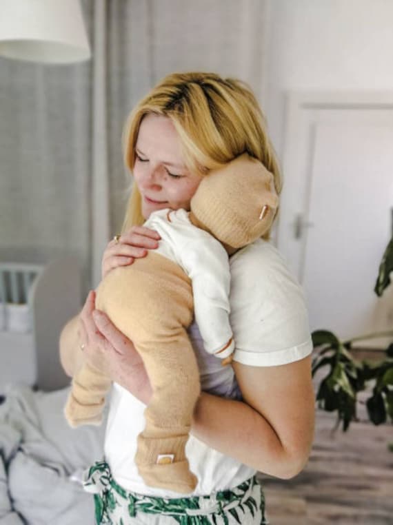 Set Hose & Mütze Für Frühchen 40/44 Aus 100 % Geretteter Merinowolle in Pfirsich-Rosa von JawollBaby