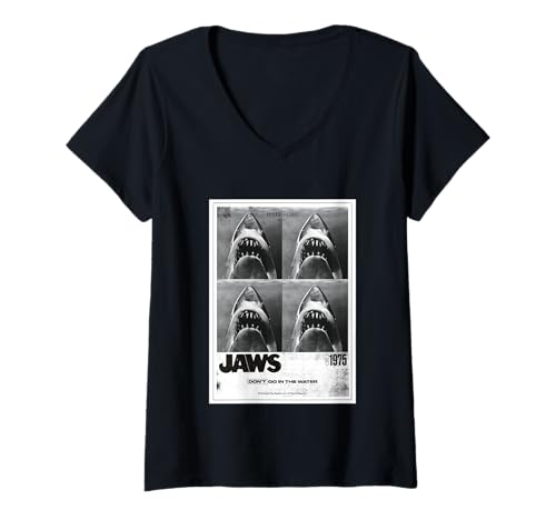 Damen Der weiße Hai 2025 — Der Klassiker „Don't Go In The Water“ T-Shirt mit V-Ausschnitt von Jaws 2025