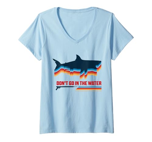 Damen Der weiße Hai 2025 geht Nicht ins Wasser T-Shirt mit V-Ausschnitt von Jaws 2025