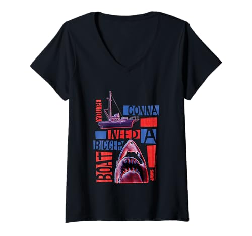 Damen Jaws 2025 Braucht EIN Größeres Boot T-Shirt mit V-Ausschnitt von Jaws 2025