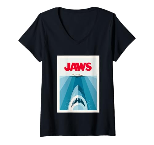 Damen Jaws 2025 Classic Movie Nostalgie T-Shirt mit V-Ausschnitt von Jaws 2025