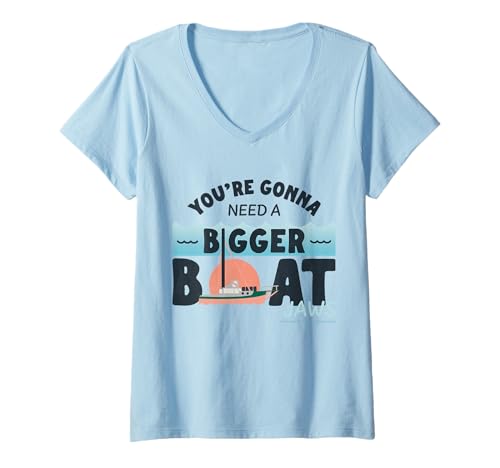 Damen Jaws 2025 Du wirst EIN größeres Boot brauchen T-Shirt mit V-Ausschnitt von Jaws 2025