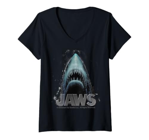 Damen Jaws 2025 Ikonisches furchterregendes Abenteuer mit Haien T-Shirt mit V-Ausschnitt von Jaws 2025