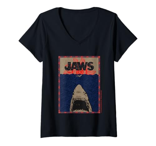 Damen Jaws 2025 Spannende Hai-Ambiente T-Shirt mit V-Ausschnitt von Jaws 2025