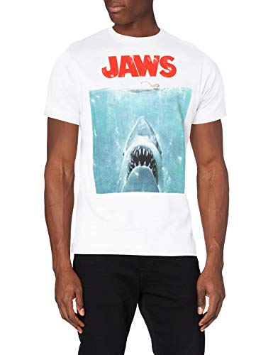 Jaws Herren Movie Poster T-Shirt, Weiß (Weiß Weiß), L von Jaws