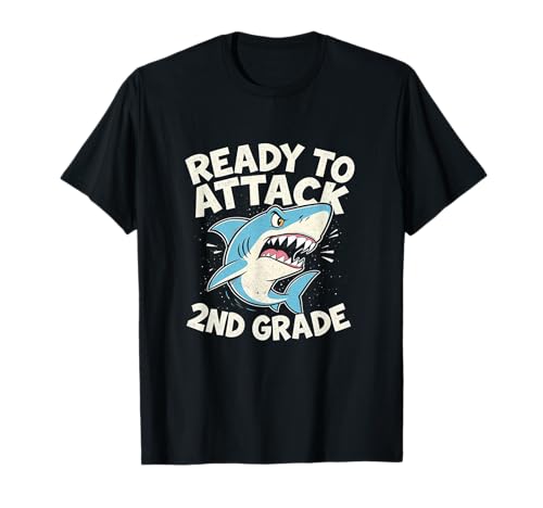 Kids Shark ist bereit, die zweite Klasse am ersten Schultag anzugreifen T-Shirt von Jawsome Shark School Squad Apparel