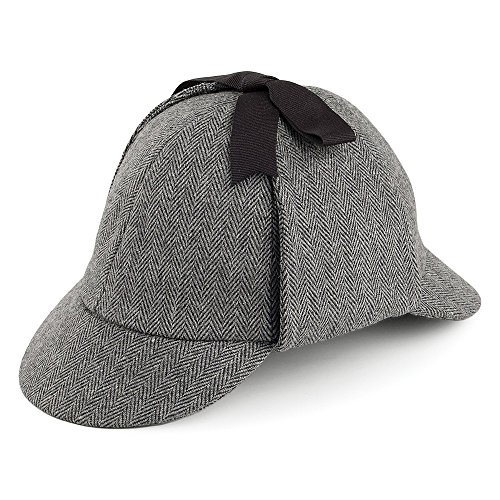 Jaxon & James Sherlock Holmes Hut in Fischgrätmuster - Grau - XL von Jaxon & James