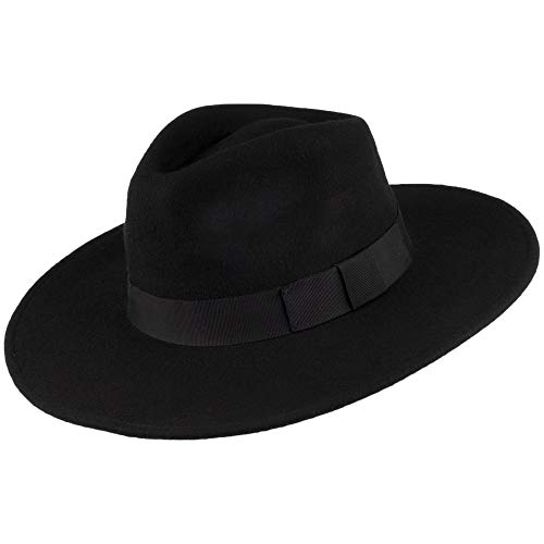 Jaxon & James The Author mit breiter Krempe Fedora Hut - Schwarz - XXL von Jaxon & James