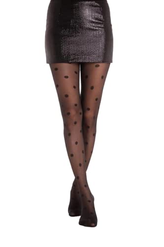 Jay-Fashionbox Damen Strumpfhose mit Punkte Polka Dots Muster Italy 40 Den Schwarz S/M, L/XL von Jay-Fashion