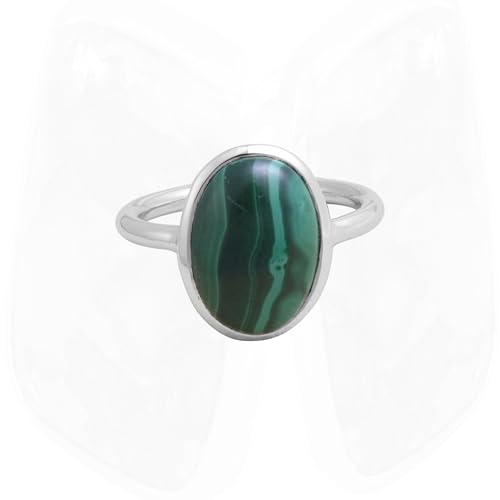 Jay Jools Green Malachite Ring for Women – 925 Sterling Silver Gemstone Ring - Handmade Statement Jewelry Gift Size 7 von Jay Jools