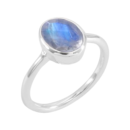 Jay Jools Mondstein Ring - Handgefertigter minimalistischer Statement-Ring aus 925er Sterlingsilber für Damen (8) von Jay Jools