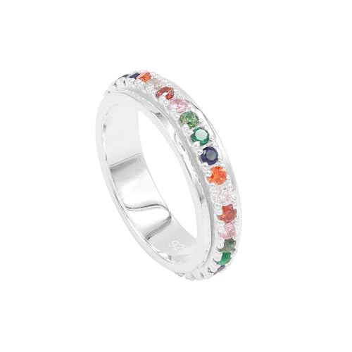 Jay Jools Sieben Chakra-Meditationsring aus 925er-Sterlingsilber, 7 bunte Chakra-Regenbogenringe, stapelbarer Ewigkeitsring mit mehreren Edelsteinen, US 10,5 von Jay Jools