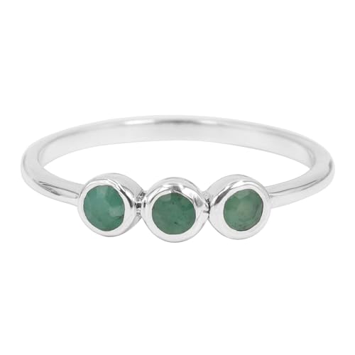 Jay Jools Smaragd Ring Minimalistischer Goldring Sterling Silber Ring Verlobungsring Edelstein Ringe Geburtsstein Ringe Handgemachter Ring Geschenk für Sie, 7, Metall, Smaragd von Jay Jools