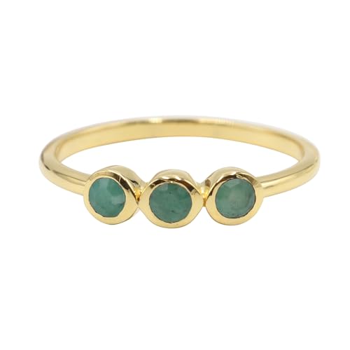 Jay Jools Smaragd Ring Minimalistischer Goldring Sterling Silber Ring Verlobungsring Edelstein Ringe Geburtsstein Ringe Handgemachter Ring Geschenk für Sie, 9, Metall, Smaragd von Jay Jools