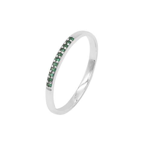 Jay Jools Stackable Emerald Ring for Women - 925 Sterling Silver Eternity Band, Beautiful Stacking Wedding Ring, Minimalist Jewelry Gift (7.5) von Jay Jools