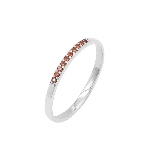 Jay Jools Stapelbarer Rubinring für Damen, 925er Sterlingsilber, wunderschöner stapelbarer Ehering, minimalistisches Schmuckgeschenk (Granat, 10) von Jay Jools