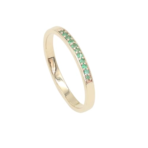 Jay Jools Stapelbarer Ring aus 9-karätigem Gelbgold | Smaragd-Half-Eternity-Bandring für Damen und Mädchen, US 10,5 von Jay Jools