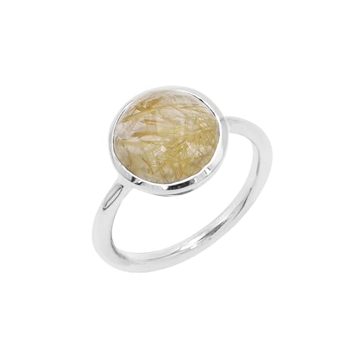 Jay Jools Women's Rutilated Quartz Ring – Genuine Rutilated Quartz in 925 Sterling Silver, Handmade Birthstone Jewelry (7.5) von Jay Jools