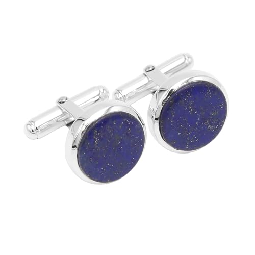 Lapislazuli-Manschettenknöpfe, blau mit goldenen Flocken, 14 x 14 mm, rund, Edelstein, Lapislazuli-Manschettenknöpfe, 925er-Sterlingsilber, handgefertigte Manschettenknöpfe, Geschenk für Trauzeugen, von Jay Jools