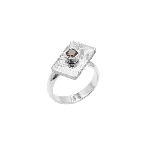 Meteorite Spinner Ring | 925 Sterling Silver Unisex Statement Ring with Smoky Quartz Gemstone Ring Size 7.5 von Jay Jools