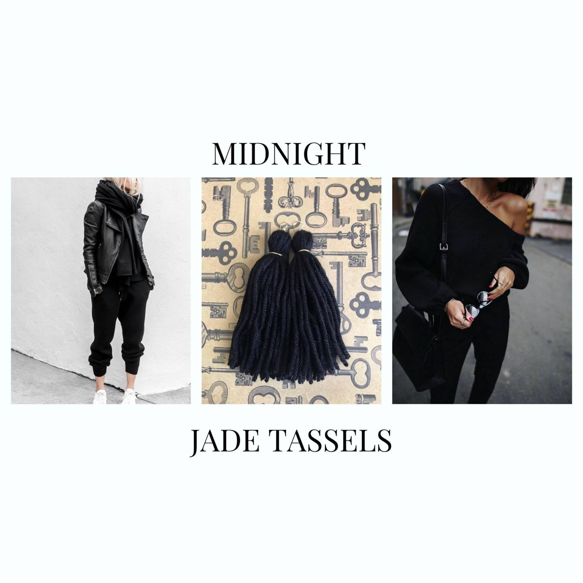 Mitternacht Jade Quaste Ohrringe Mitternacht Jade Quaste Ohrringe von JayKnitEarrings