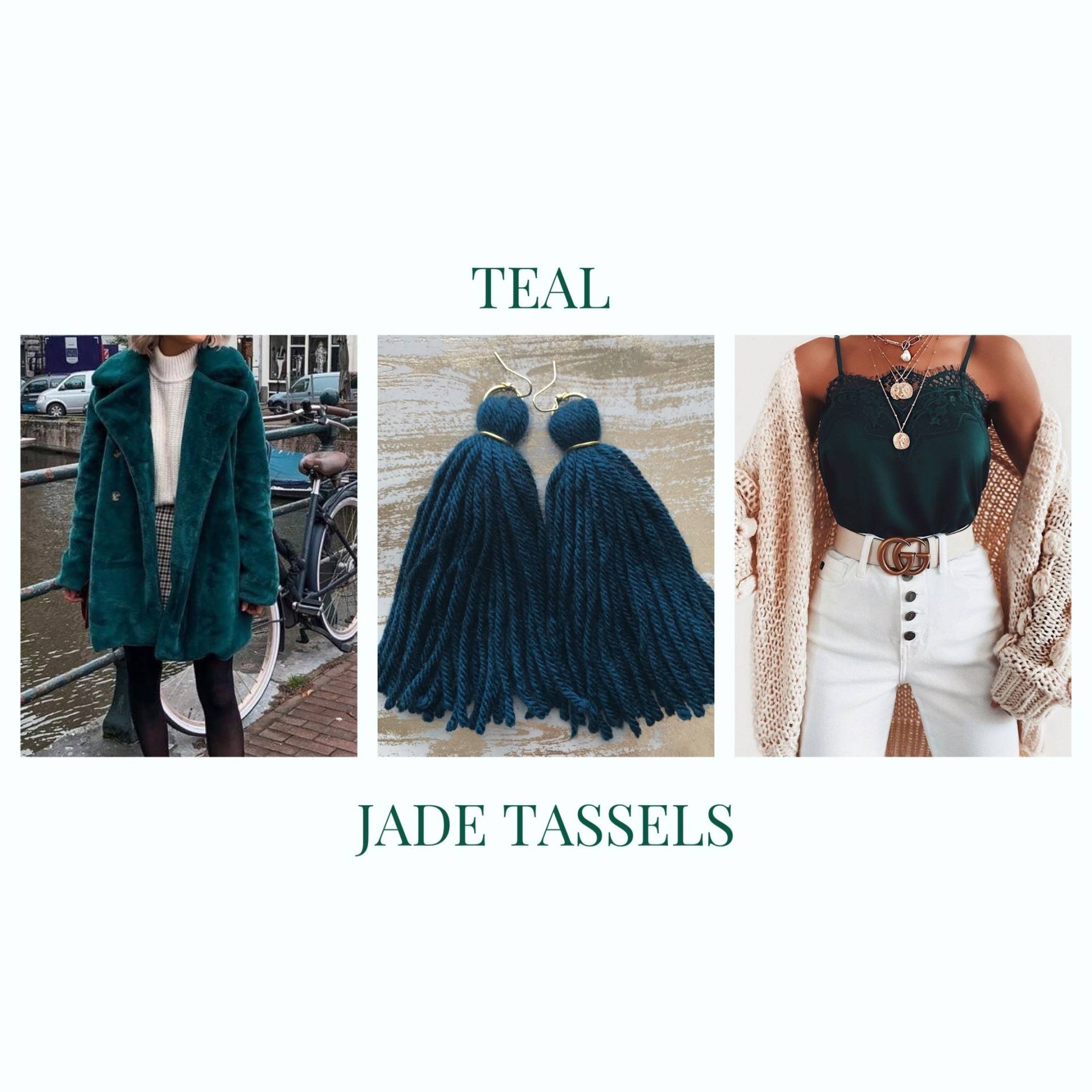 Petrol Jade Quaste Ohrringe Petrol Jade Quaste Ohrringe von JayKnitEarrings