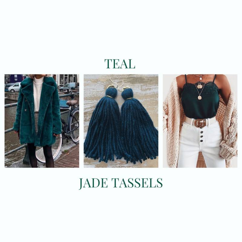 Petrol Jade Quaste Ohrringe Petrol Jade Quaste Ohrringe von JayKnitEarrings