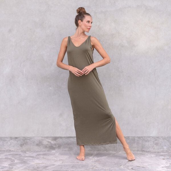 Jaya LEA - elegantes Sommerkleid in Maxi-Länge aus weich fließendem Tencel/Biobaumwoll Mix von Jaya