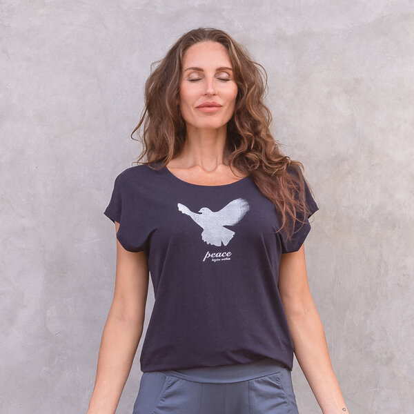 Jaya PEACE - Damen - loose cut T-Shirt aus Tencel - Biobaumwolle Mix - Hellblau von Jaya