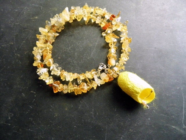 Halskette, Chakra Citrin, Solar Plexus Chakra, Cocoon, Seide, Gelb von JayasStarBazaar