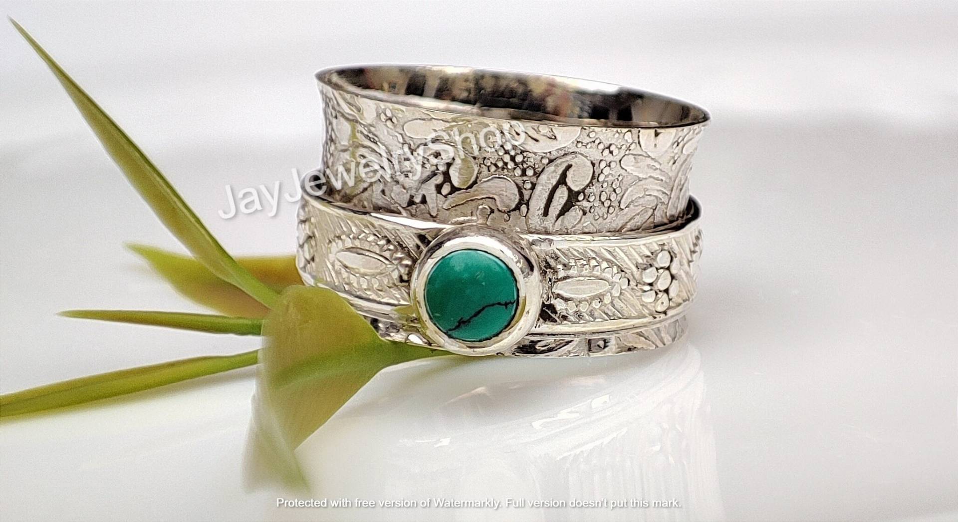 Spinner Ring, Sterling Silber Türkis Frauen Spinnband, Meditation Gehämmert Geschenk Für Sie von JayjewelryShop