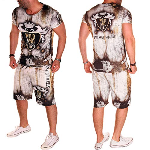 Herren Jogginganzug Sportanzug Trainingsanzug T-Shirt + Short 2er Set Sport Training Fitness Sommeranzug (M, Modell So.A.02 (R.E)) von Jaylvis