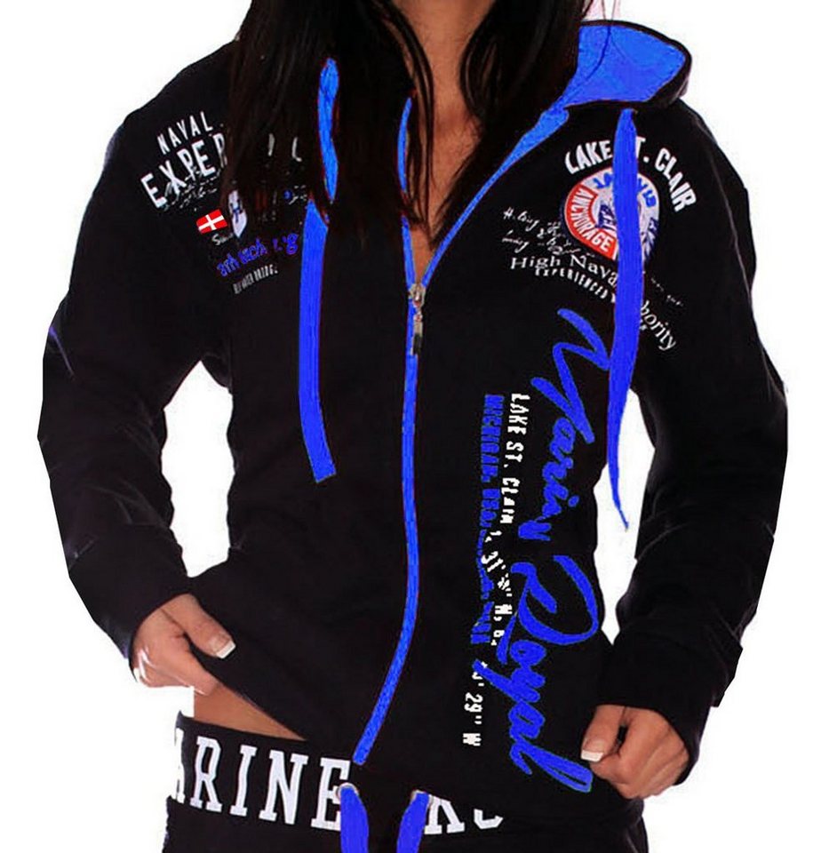 Jaylvis Collegejacke Damen Sweatjacke Sportjacke Joggingjacke mit lässiger Kapuze Marine Royal von Jaylvis