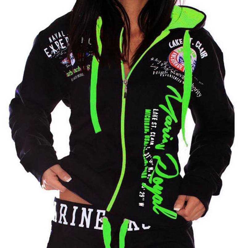 Jaylvis Collegejacke Damen Sweatjacke Sportjacke Joggingjacke mit lässiger Kapuze Marine Royal von Jaylvis