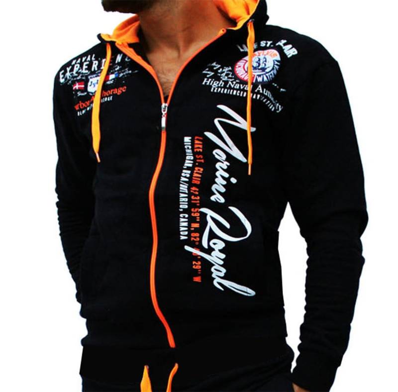 Jaylvis Collegejacke Herren Sweatjacke Sportjacke Joggingjacke mit lässiger Kapuze Marine Royal von Jaylvis