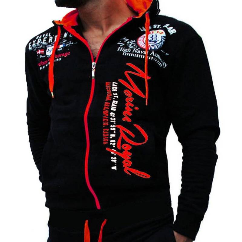 Jaylvis Collegejacke Herren Sweatjacke Sportjacke Joggingjacke mit lässiger Kapuze Marine Royal von Jaylvis