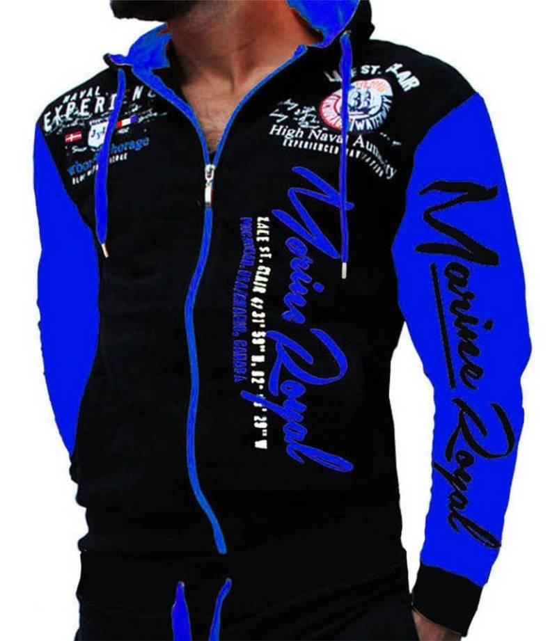 Jaylvis Collegejacke Herren Sweatjacke Sportjacke Joggingjacke mit lässiger Kapuze Marine Royal von Jaylvis