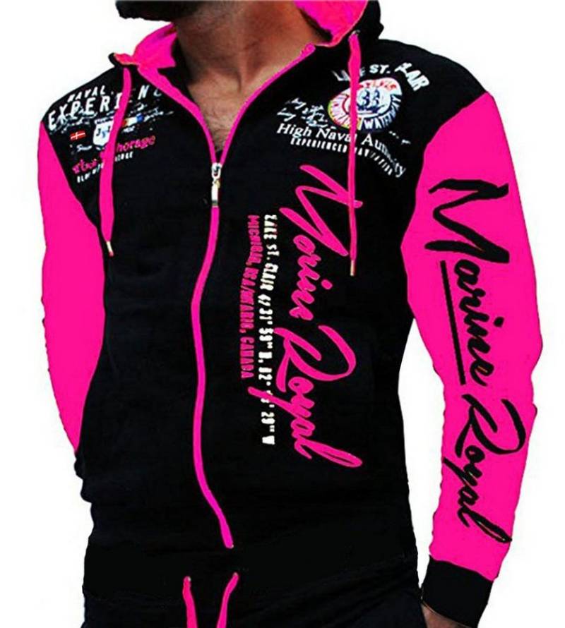 Jaylvis Collegejacke Herren Sweatjacke Sportjacke Joggingjacke mit lässiger Kapuze Marine Royal von Jaylvis