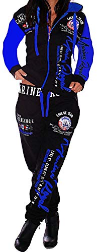 Jaylvis Damen Jogginganzug Training Sportanzug 2tlg Set Fitness ARMS A.2254 (40, Schwarz-Blau) von Jaylvis