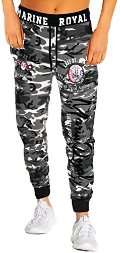 Jaylvis Damen Jogginghose Training Fitness Sweatpants Marine Royal H.512 (Camouflage/Hell-Schwarz, XXL (48)) von Jaylvis