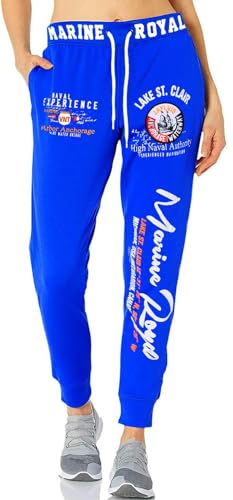 Jaylvis Damen Jogginghose Traininghose Hose Baumwolle Sweatpants Fitness Training Marine Royal H.512 (Blau-Weiß M (40) von Jaylvis