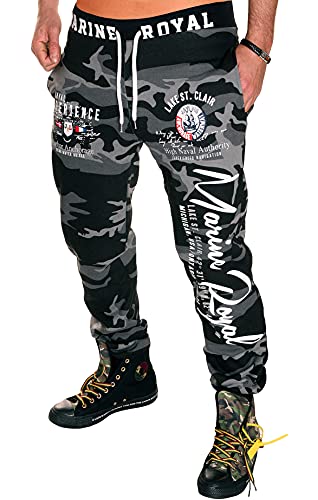 Jaylvis Herren Hose Jogginghose Sporthose Sweatpants Fitness EM WM Marine Royal H.512 (4XL, Camou-Weiß) von Jaylvis