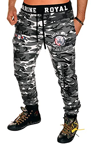 Jaylvis Herren Jogging Hose lang Training Fitness Sport Marine Royal H.512 Camou/Hell-Schwarz S von Jaylvis