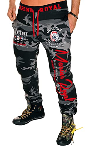 Jaylvis Herren Jogginghose lang Baumwolle Sweatpants H.512 4XL, Camouflage-rot von Jaylvis