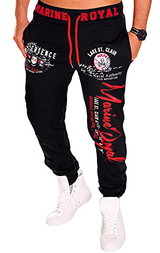 Jaylvis Herren Jogginghose lang Baumwolle Sweatpants H.512 M, Schwarz-rot von Jaylvis