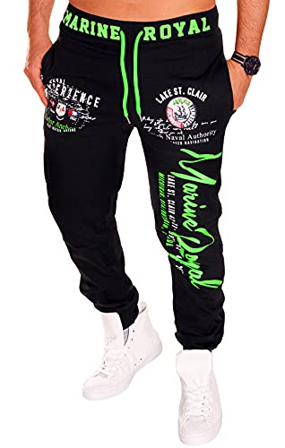 Jaylvis Herren Jogginghose lang Baumwolle Sweatpants Sport Fitness H.512 Schwarz-Grün 5XL von Jaylvis