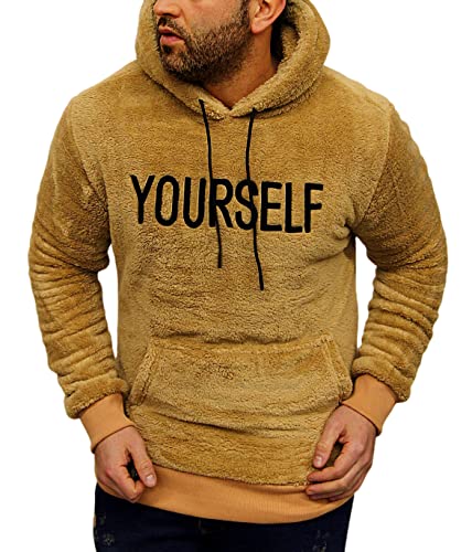 Jaylvis Herren Kapuzenpullover Teddy Fleece Hoodie Pullover Plüsch Sweatshirt (131) (S, Braun) von Jaylvis